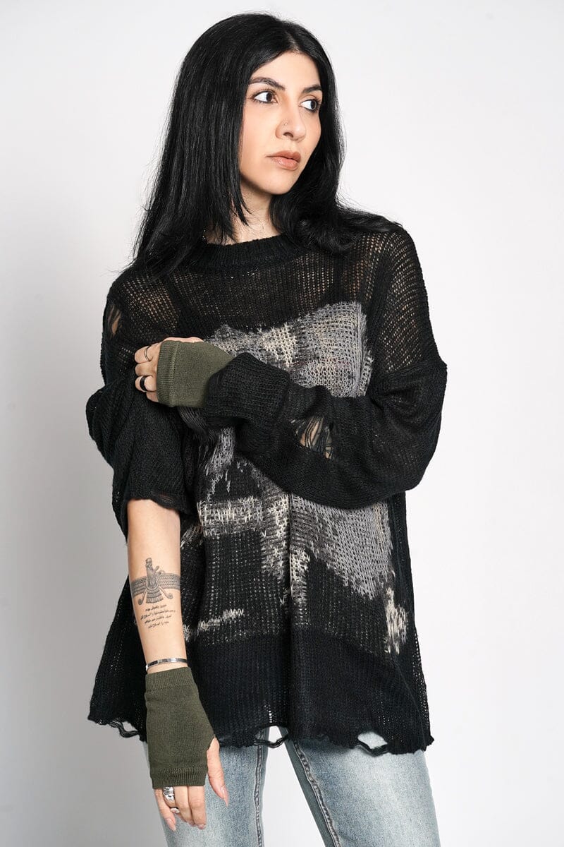 Sage Fingerless Gloves Arm Warmers NOCTEX